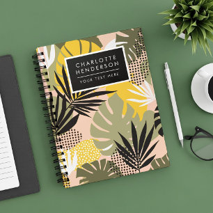 Carnet Feuilles Tropicales Abstraites Modernes & Points