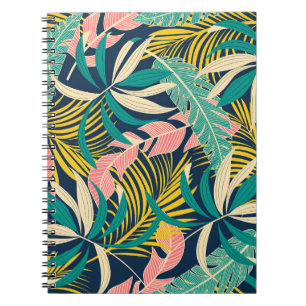 Carnet Feuilles tropicaux colorés : motif d'été.