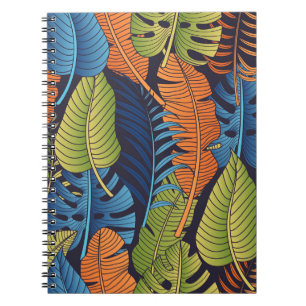 Carnet Feuilles tropicaux, motif sans couture fleurie.