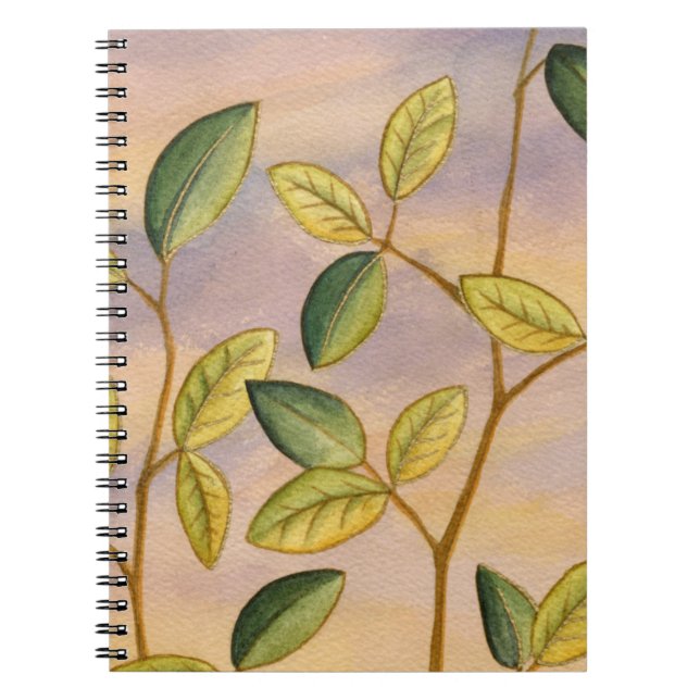 Carnet Feuilles verts et jaunes sur Arrière - plan couche (Devant)