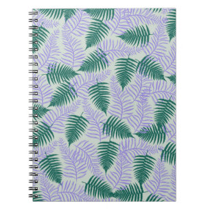 Carnet Feuilles verts pourpre rétro les années 70 Fleur