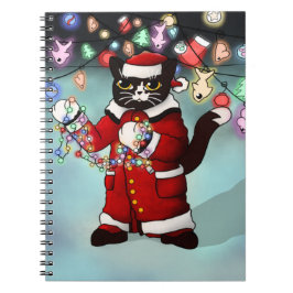 Carnet Feux de Noël Cute Tuxedo Chat