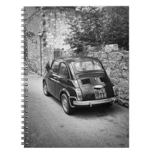 Carnet FIAT 500 voiture en noir et blanc