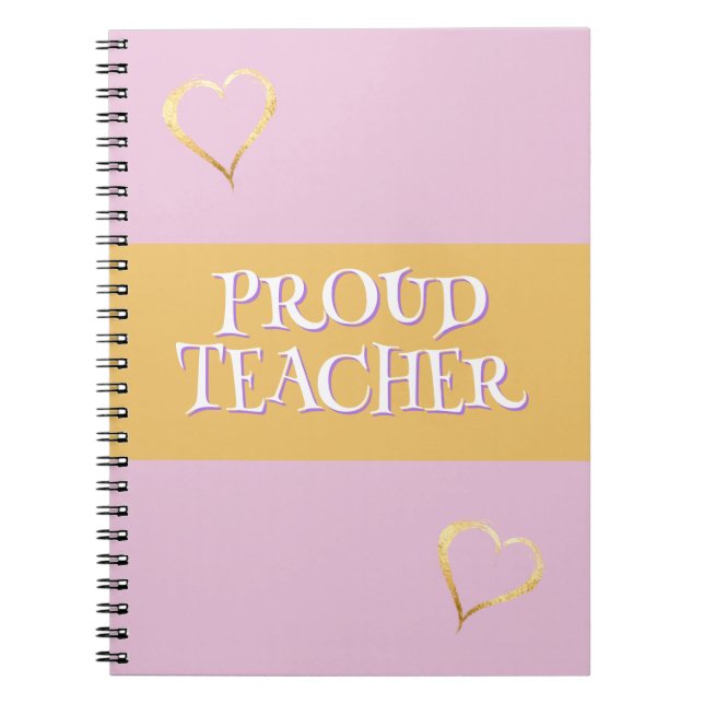 Carnet Fier enseignant rose personnalisé (Devant)
