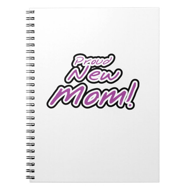 Carnet Fier Nouveau maman Cadeaux de texte noir et pourpr (Devant)