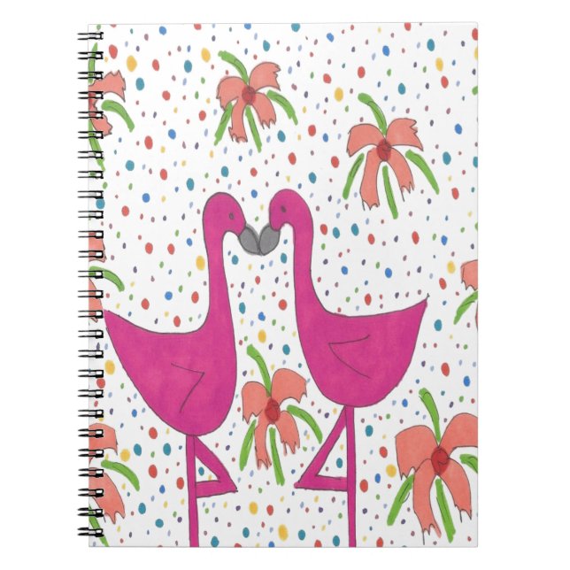 Carnet Fiesta Flamant rose Floral (Devant)