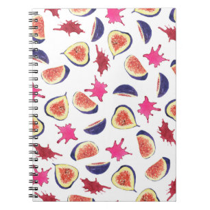 Carnet Figes fraîches Aquarelle de jus rose