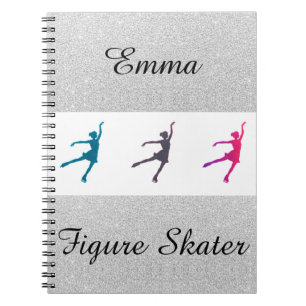 Carnet Figure Patinage étincelle en argent