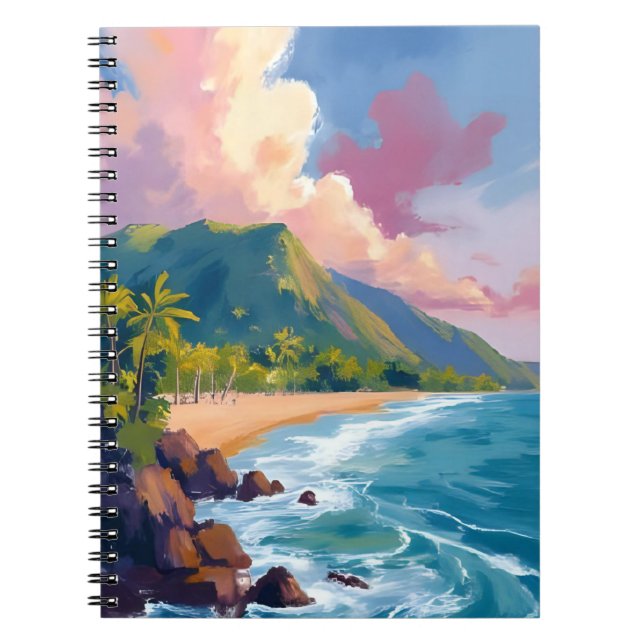 Carnet Fiji Mountains Coastline Travel Painting (Devant)