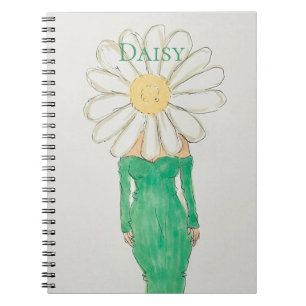 Carnet Fille à la marguerite robe verte