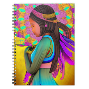 Carnet Fille amérindienne peu AI Art
