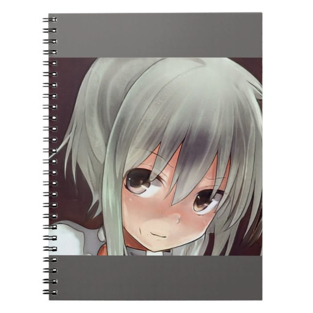 Carnet Fille anime aux cheveux en argent dans les chats d (Devant)