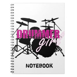 Carnet Fille batteur avec un texte amusant violet et noir