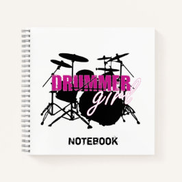 Carnet Fille batteur avec un texte amusant violet et noir