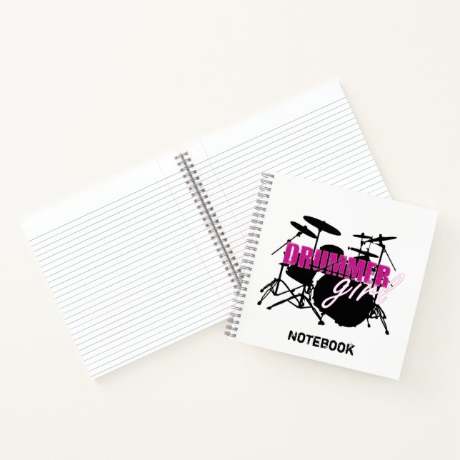 Carnet Fille batteur avec un texte amusant violet et noir (Intérieur)