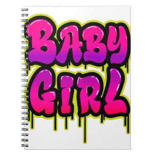 Carnet Fille Bébé Art de Mot qui Dégouline Peinture en Bo