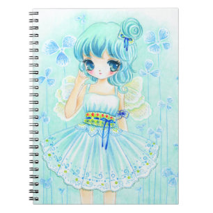 Carnet Fille bleue mignonne de fée d'anime