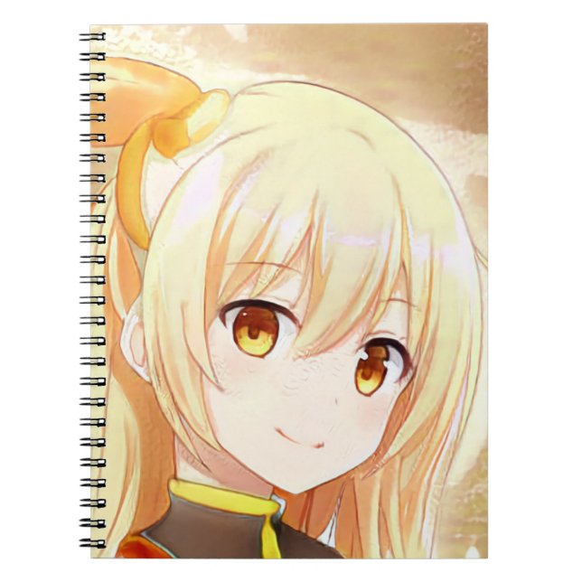 Carnet Fille blonde souriante aux yeux ambrés manga anime (Devant)