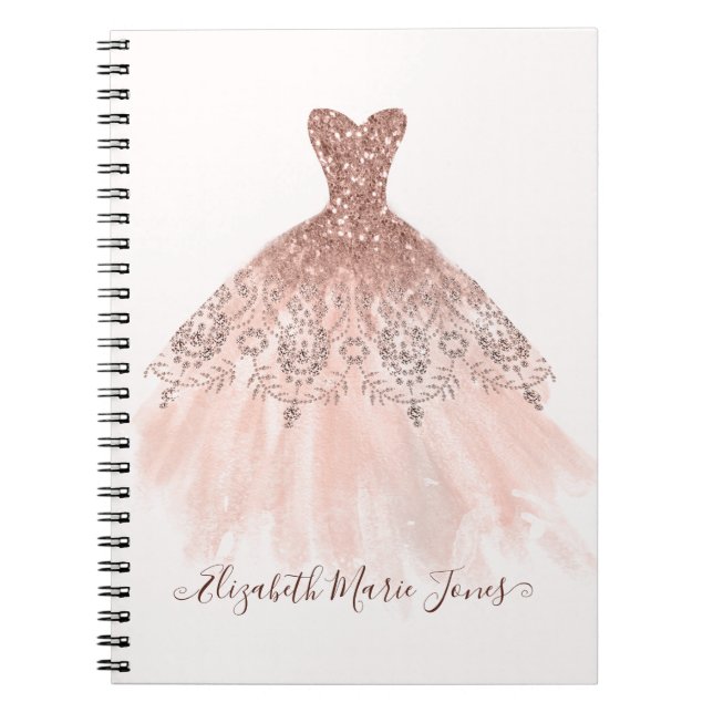 Carnet Fille Blush Rose Or Sparkle Script (Devant)