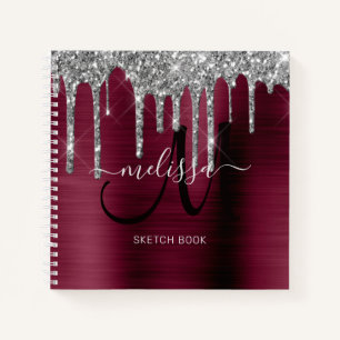 Carnet Fille Bourgogne Parties scintillant de goutte Nom 
