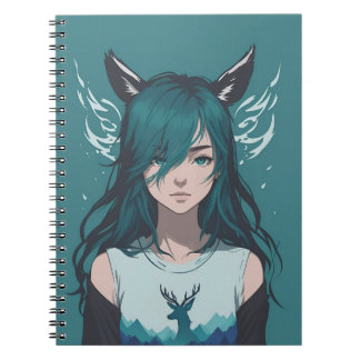 Carnet Fille Cerf Faune Anime Forêt Fantastique