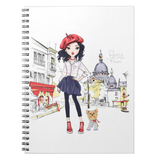 Carnet FILLE DE MODE Caderno À PARIS