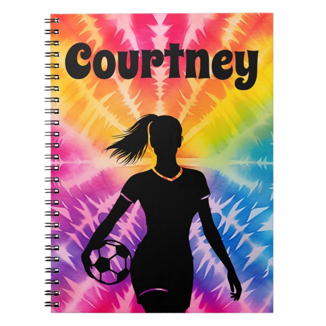 Carnet Fille de soccer Personnalisée Cravate-Dye Rainbow  (Devant)