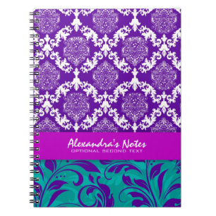 Carnet Fille Élégante Purple & Greene Floral Damask