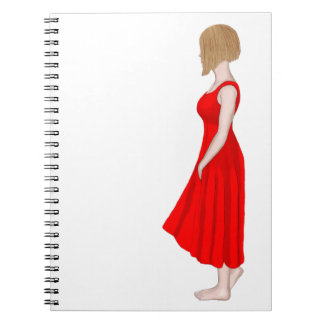 Carnet Fille en robe rouge peinture à l'huile