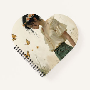 Carnet Fille éthérée avec papillons dans la nature