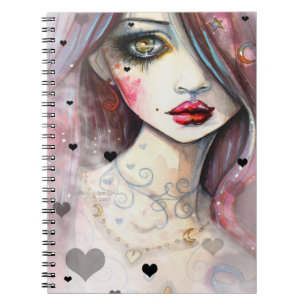 Carnet Fille gothique avec cœurs Art