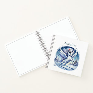 Carnet fille licorne Noël croquis personnalisable