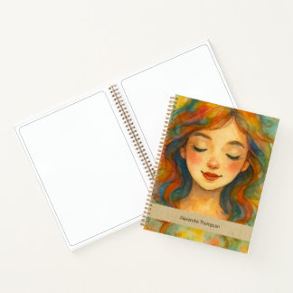 Carnet Fille magnifique à l'aquarelle personnalisée Dessi