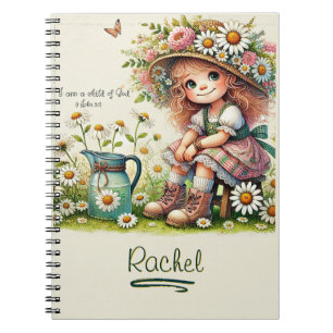 Carnet Fille marguerite personnalisée enfant de Dieu