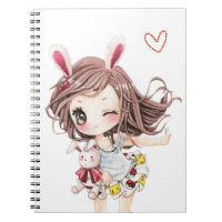 Fille mignonne de chibi de lapin