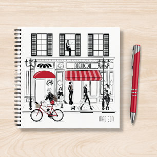 Carnet Fille moderne chic mode Nom personnalisé