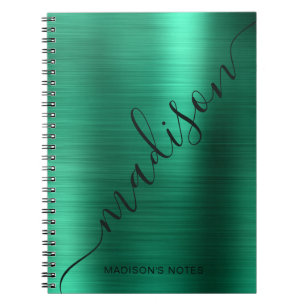Carnet Fille moderne métal vert signature Monogramme