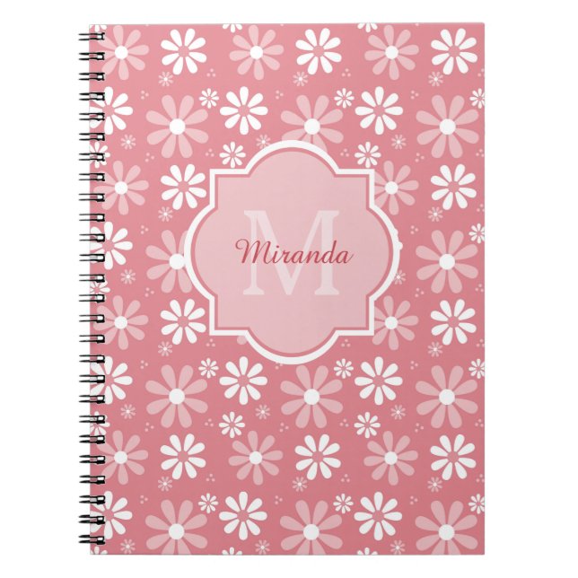 Carnet Fille Monogramme Joli Rose Fleurs De Faisée Avec N (Devant)