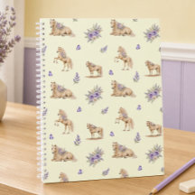 Fille motif cheval floral jaune violet