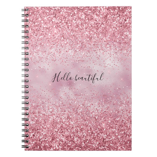 Carnet Fille Parties scintillant de verre rose étincelant (Devant)