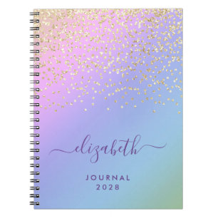 Carnet Fille Parties scintillant or Confetti Personnalisé