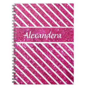 Carnet Fille Parties scintillant rose et Script blanc Gla