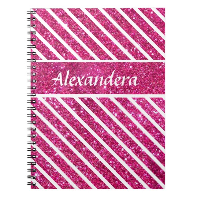 Carnet Fille Parties scintillant rose et Script blanc Gla (Devant)