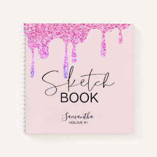 Carnet Fille Parties scintillant rose gouttes Votre nom E