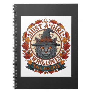 Carnet Fille qui aime les chats Halloween Sorcière Automn
