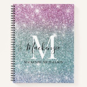 Carnet Fille rose bleu violet Parties scintillant Nom du 