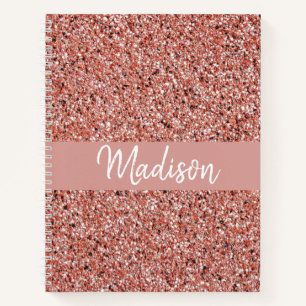 Carnet Fille Rose Gold Parties scintillant Étincelle Nom