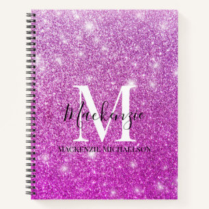 Carnet Fille rose Ombre Parties scintillant Monogramme No