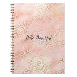 Carnet Fille rose or Blush Empreinte de léopard