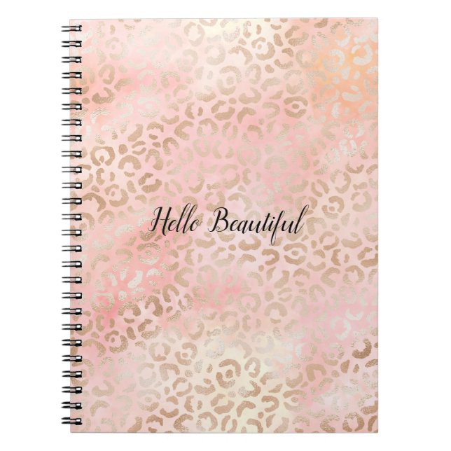 Carnet Fille rose or Blush Empreinte de léopard (Devant)
